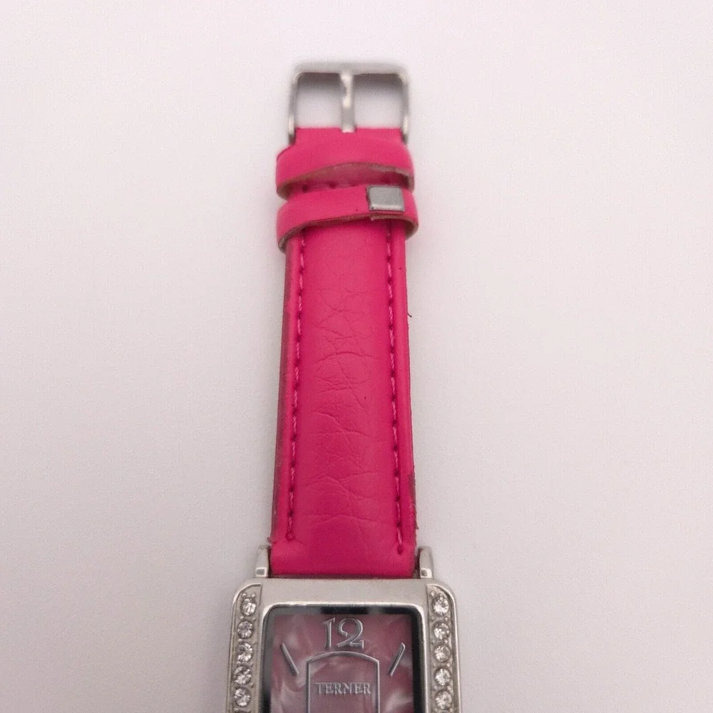 Women's Terner Pink & Silver‎ Toned Bling Wristwatch w/ Adjustable Buckle Band